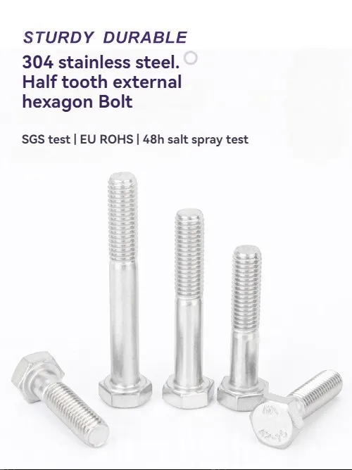 Half thread external hexagonal bolt M6*75