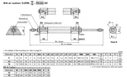 Standard Type Double Acting, Double Rod CJ2W Series ø6, ø10, ø16