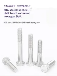 Half thread external hexagonal bolt M6*80